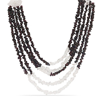 GARNET AND CRYSTAL  ENDLESS SHADED 5 LINES DESIGNER NECKLACE (700-800 CT)